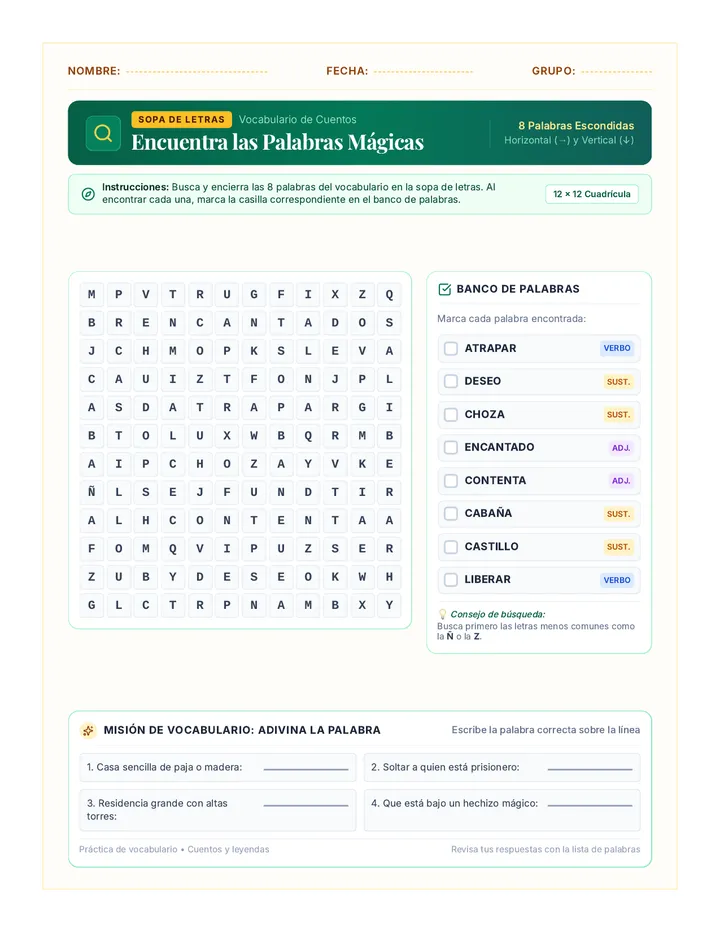 Palabras Mágicas Puzzle Worksheet