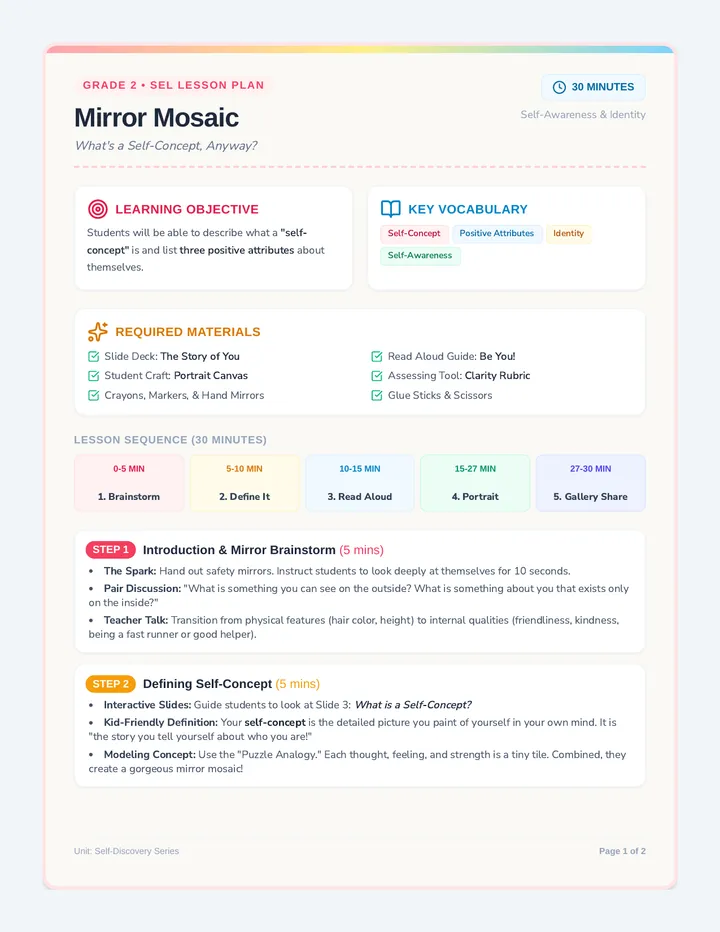 Mosaic Mirror Lesson Plan