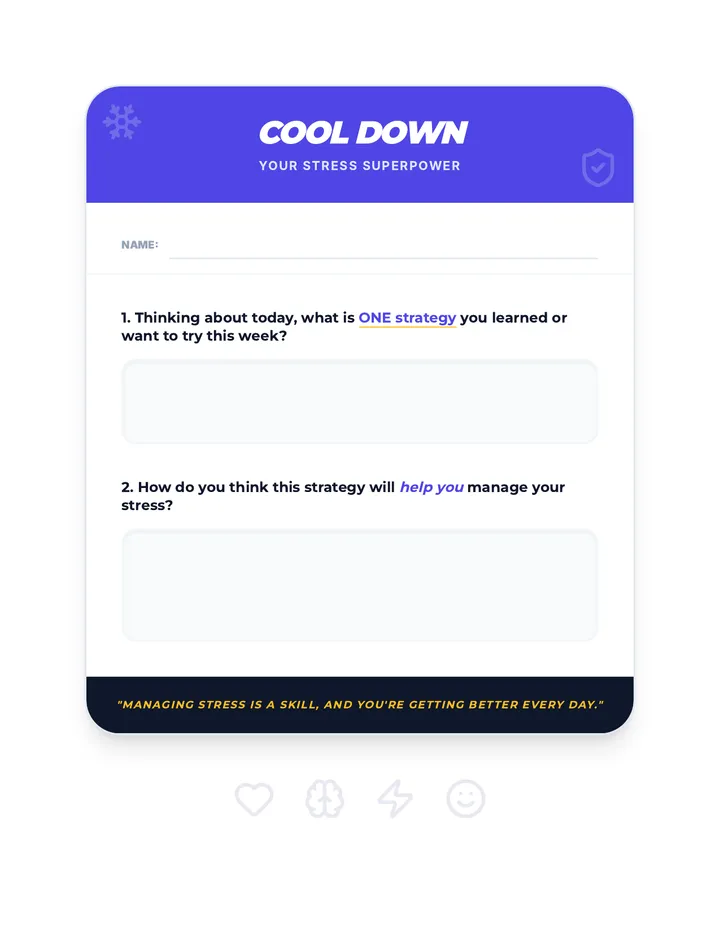 Stress Less Cool Down Exit Ticket