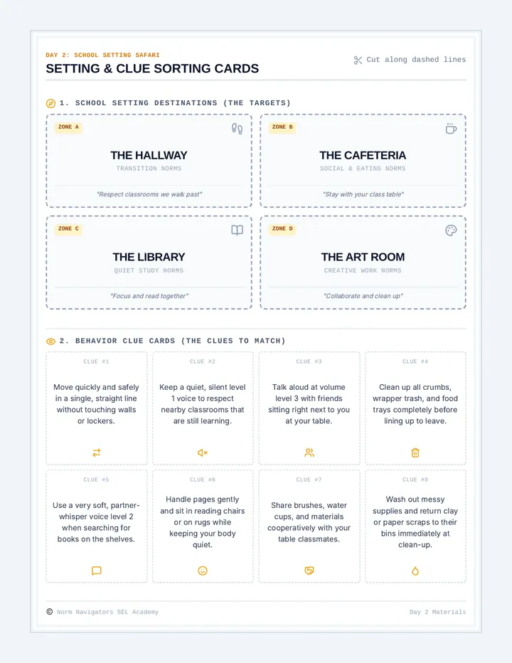 Setting Clues Cards page 1