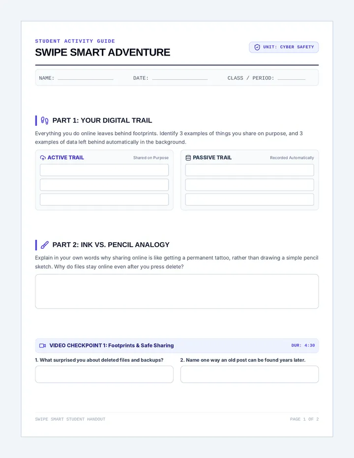 Swipe Smart Activity Sheet