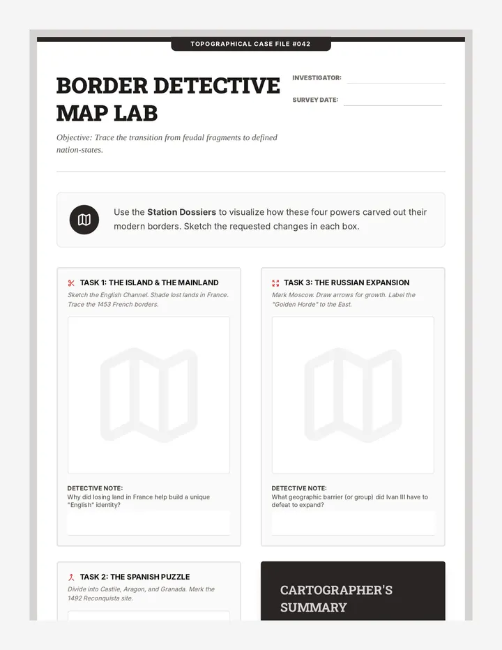 Border Detective Map Lab Worksheet