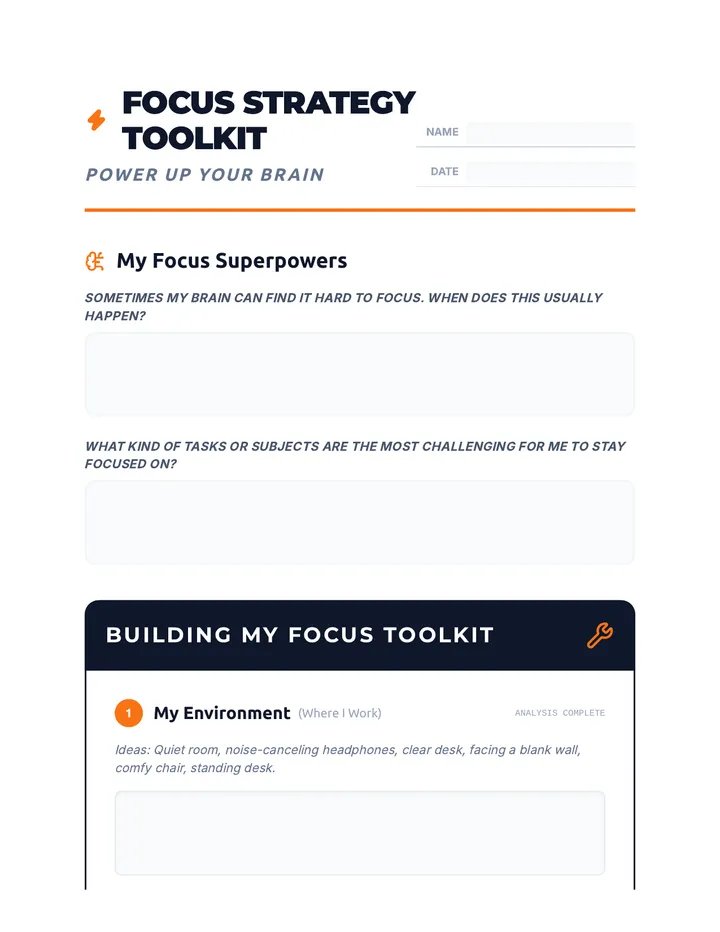 Focus Strategy Worksheet Document