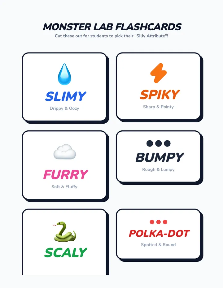 Silly Attribute Flashcards