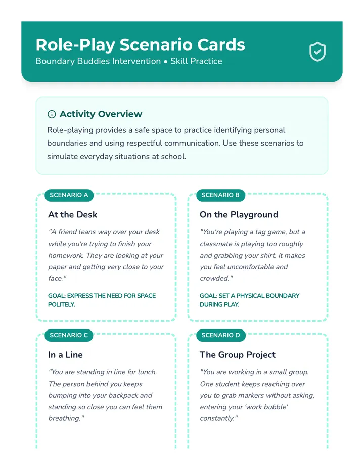 Boundary Buddies Scenarios Cards