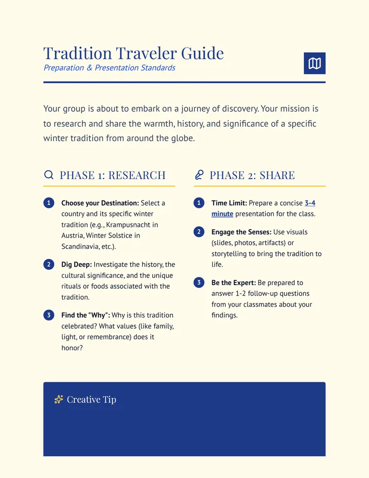 Tradition Traveler Guide Presentation Guidelines