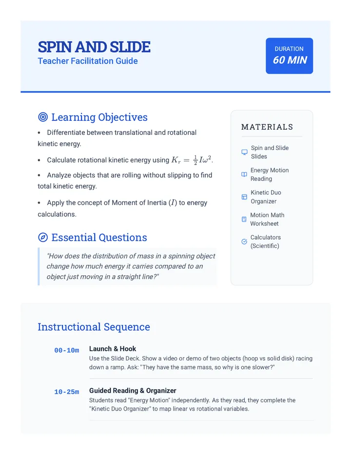 Spin and Slide Teacher Guide