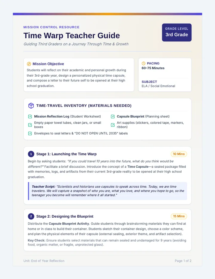 Time Warp Teacher Guide