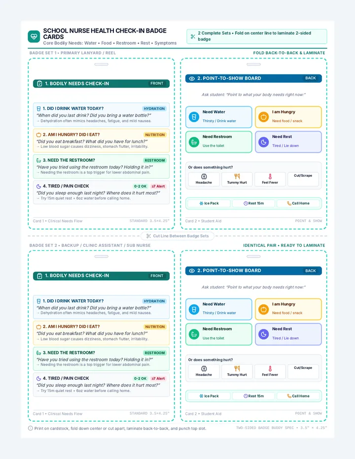 Health Check-In Badge Checklist