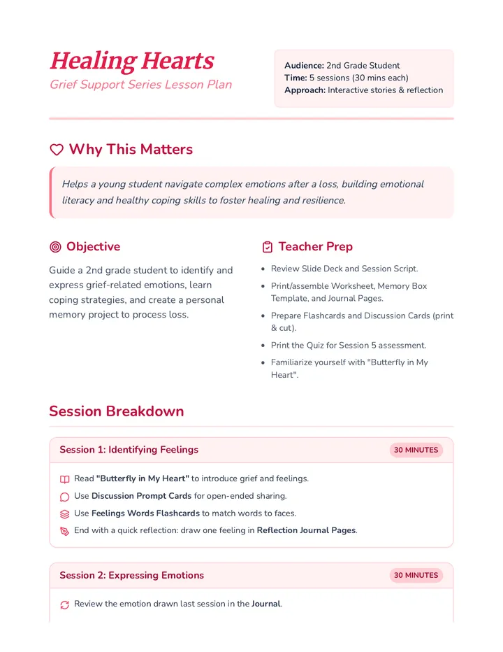Healing Hearts Lesson Plan