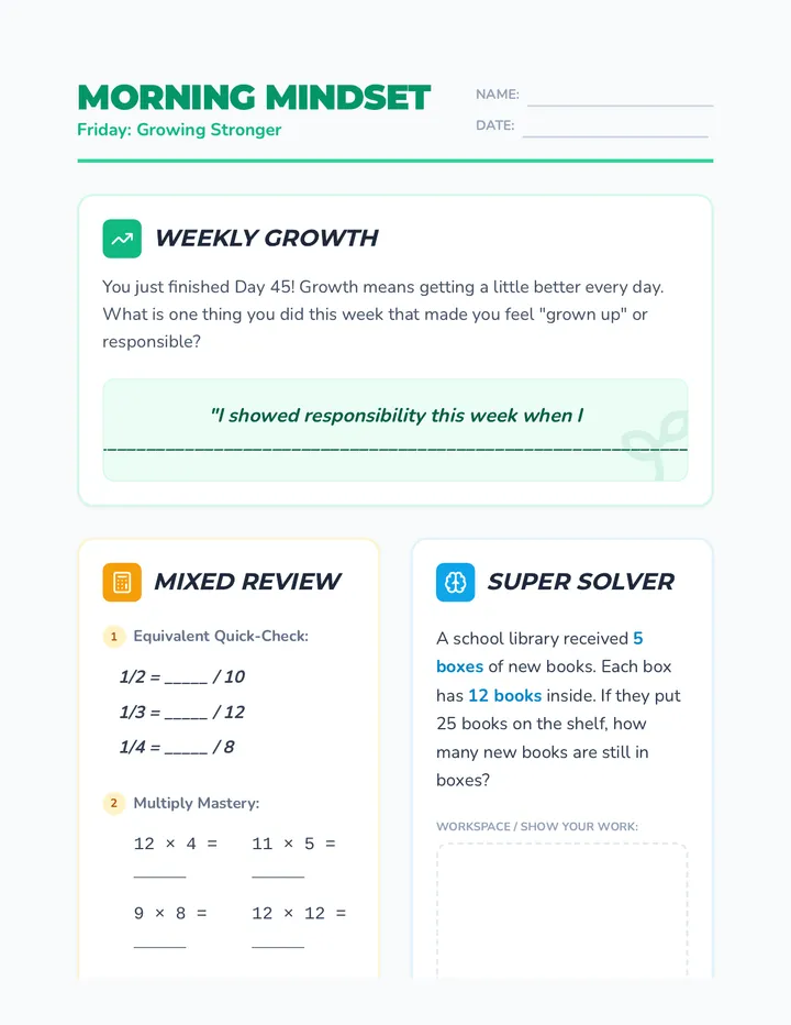 Friday Month 3 Week 1 Worksheet