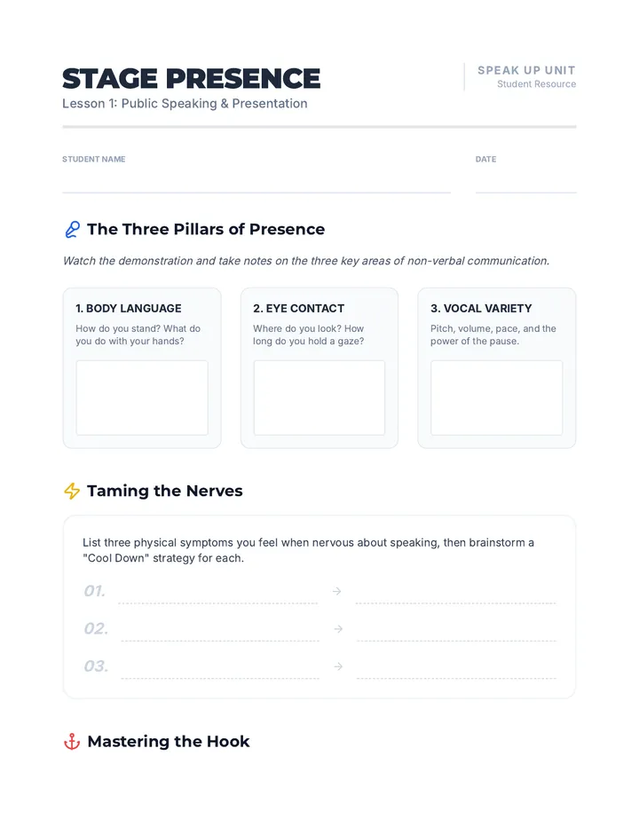 Stage Presence Worksheet