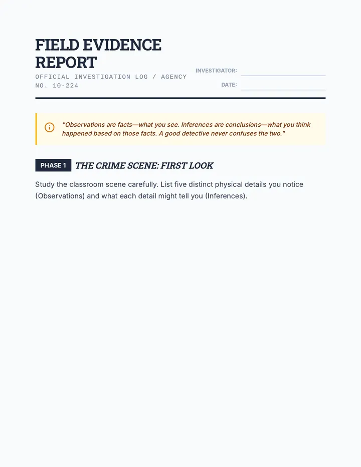 Field Evidence Worksheet