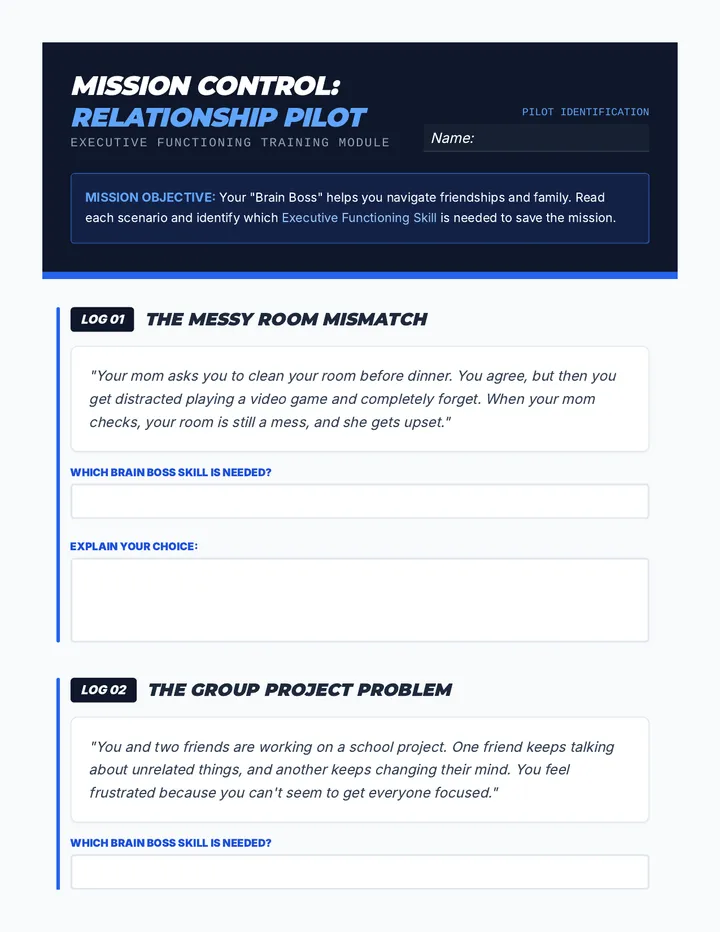 Brain Bosses Activity Worksheet