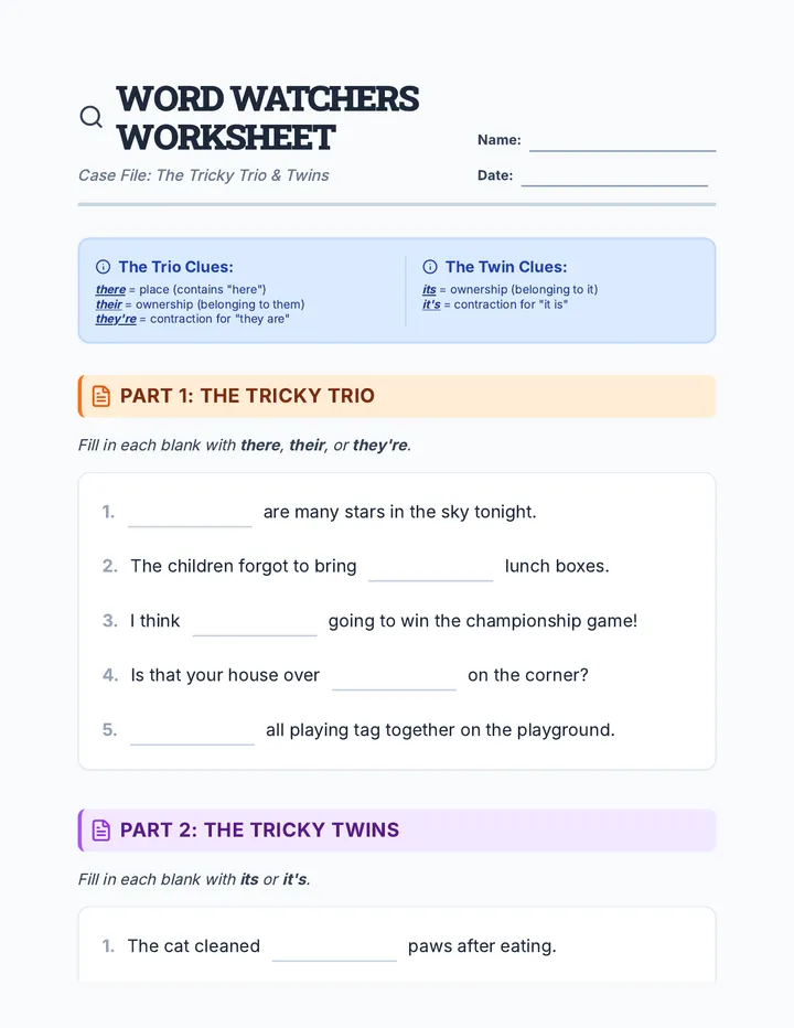 Contraction Case Worksheet
