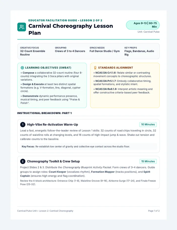 Carnival Choreography Lesson Plan