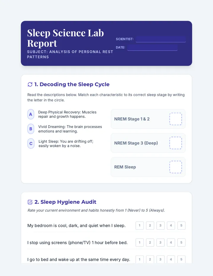 Sleep Science Lab Report Worksheet