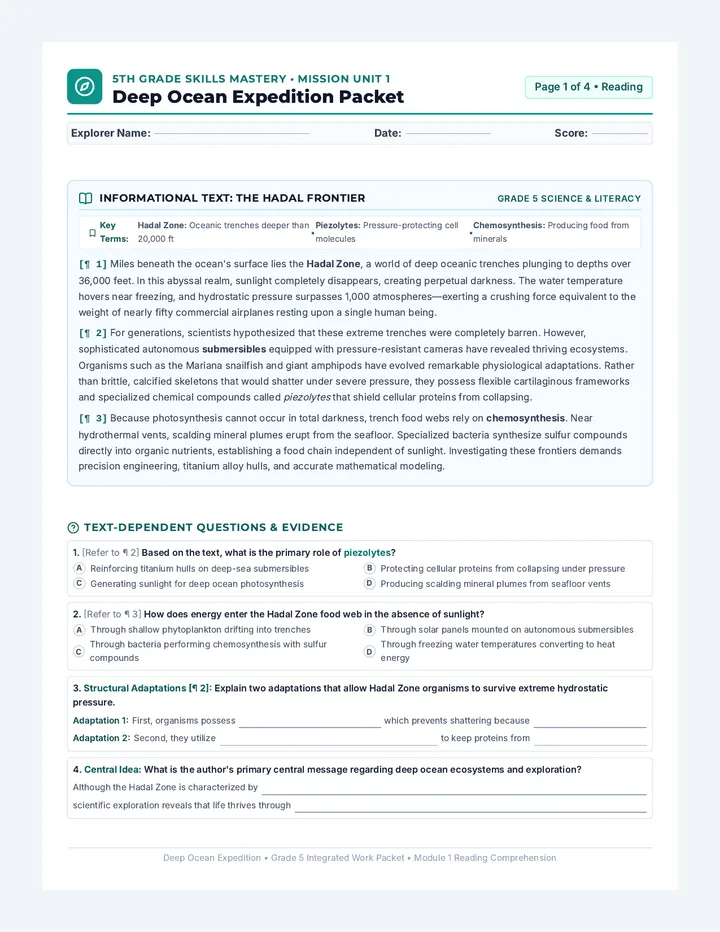 Deep Ocean Expedition Work Packet