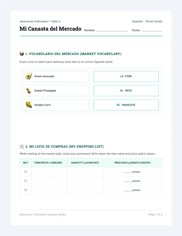Mercado Colorido Student Handout