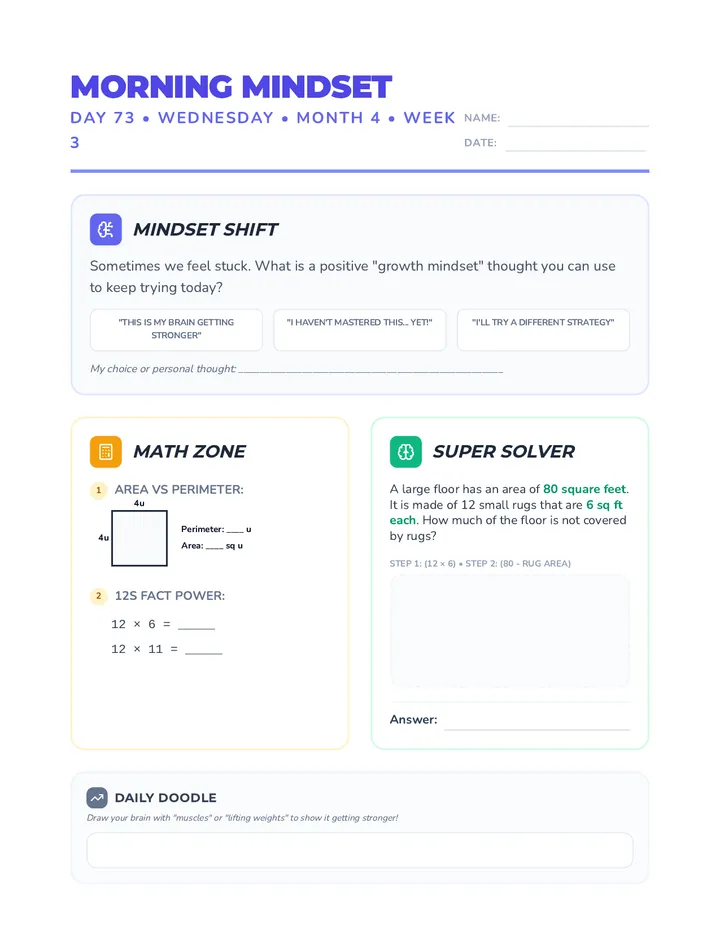 Wednesday Month 4 Week 3 Worksheet