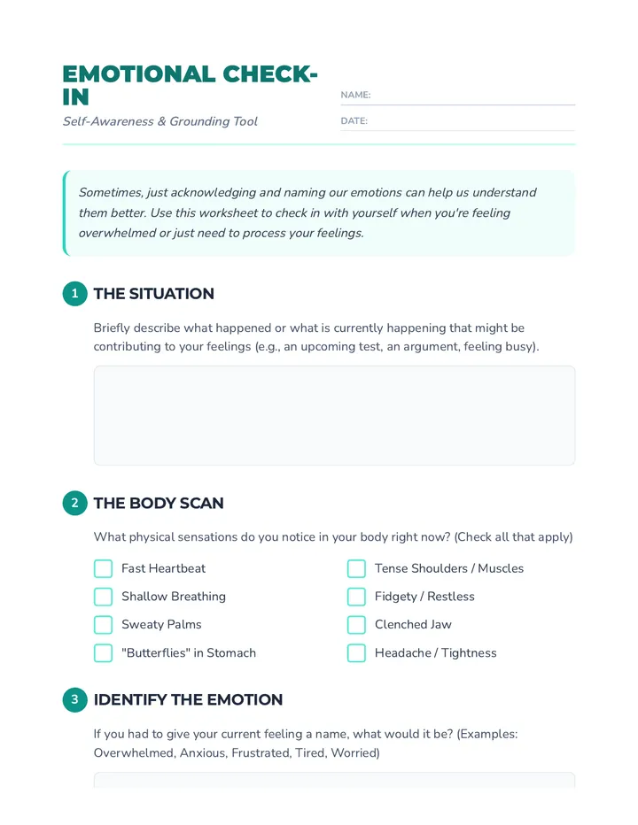 Emotional Check-In Worksheet