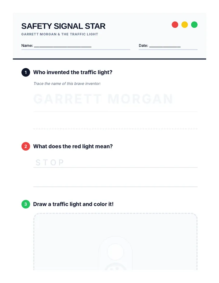 Safety Signal Star Worksheet