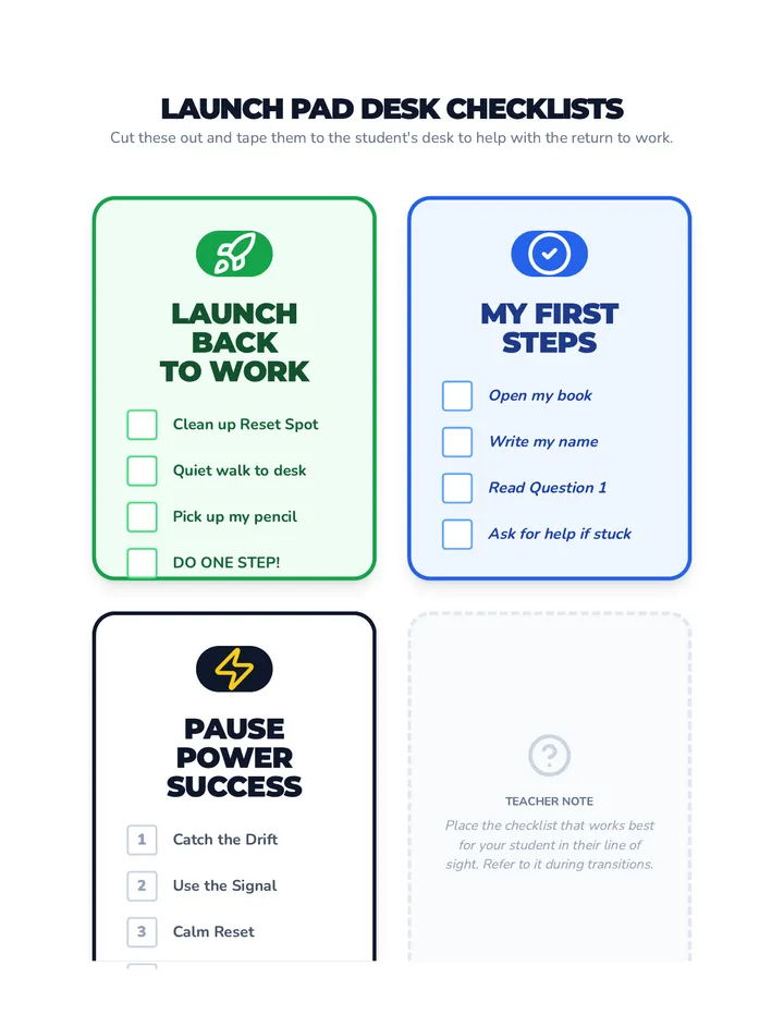 Launch Pad Desk Checklist