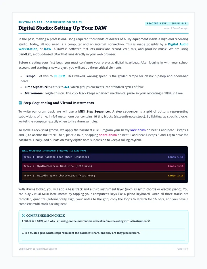 BandLab Beatmaker Reading Passage
