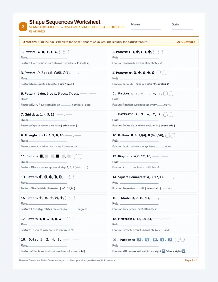 Shape Sequences Worksheet