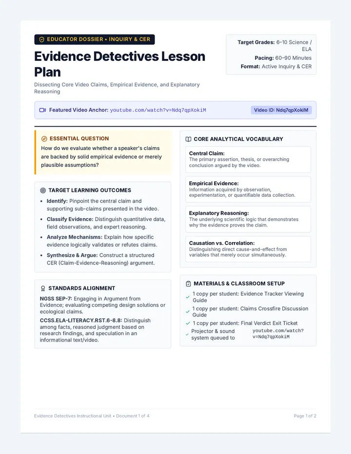 Evidence Detectives Lesson Plan