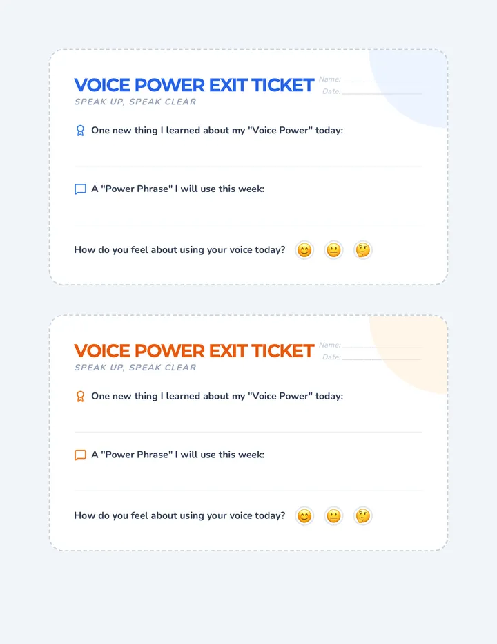 Voice Power Exit Tickets