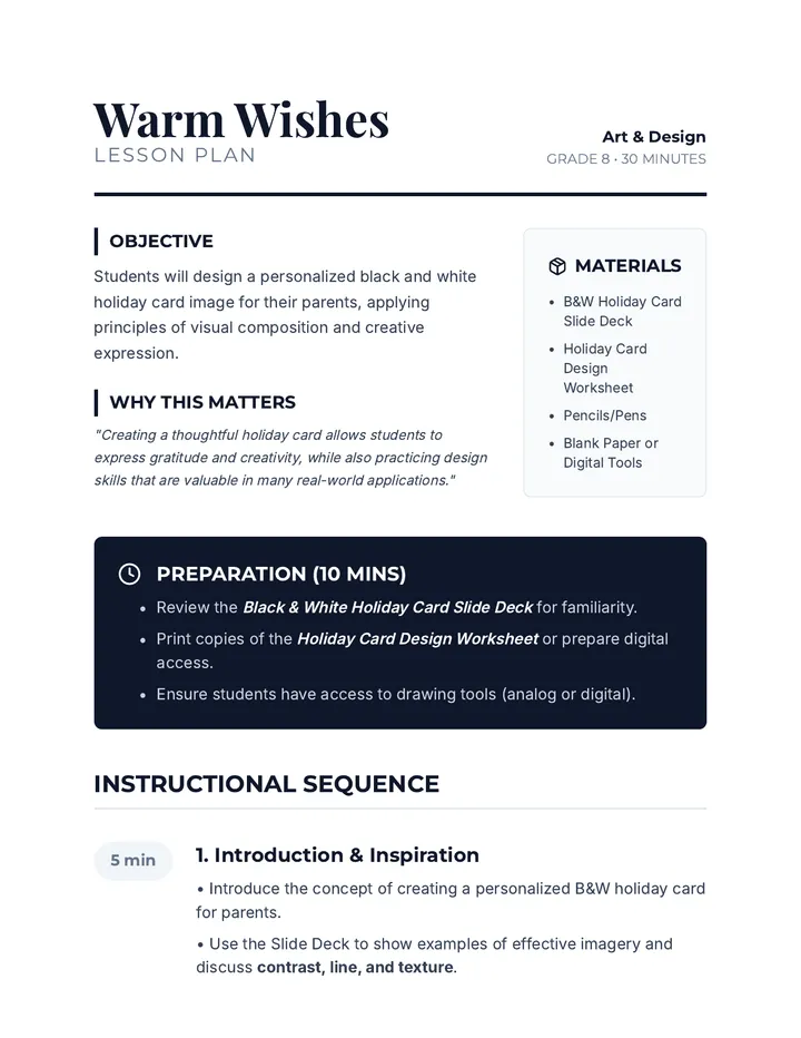 Warm Wishes Lesson Plan