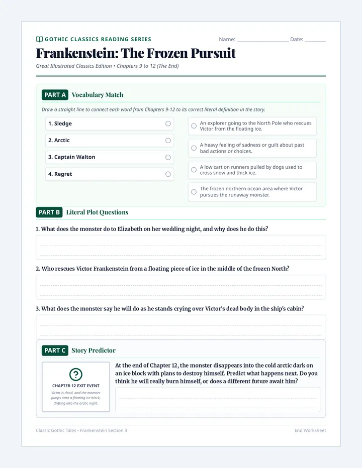 Frankenstein End Worksheet