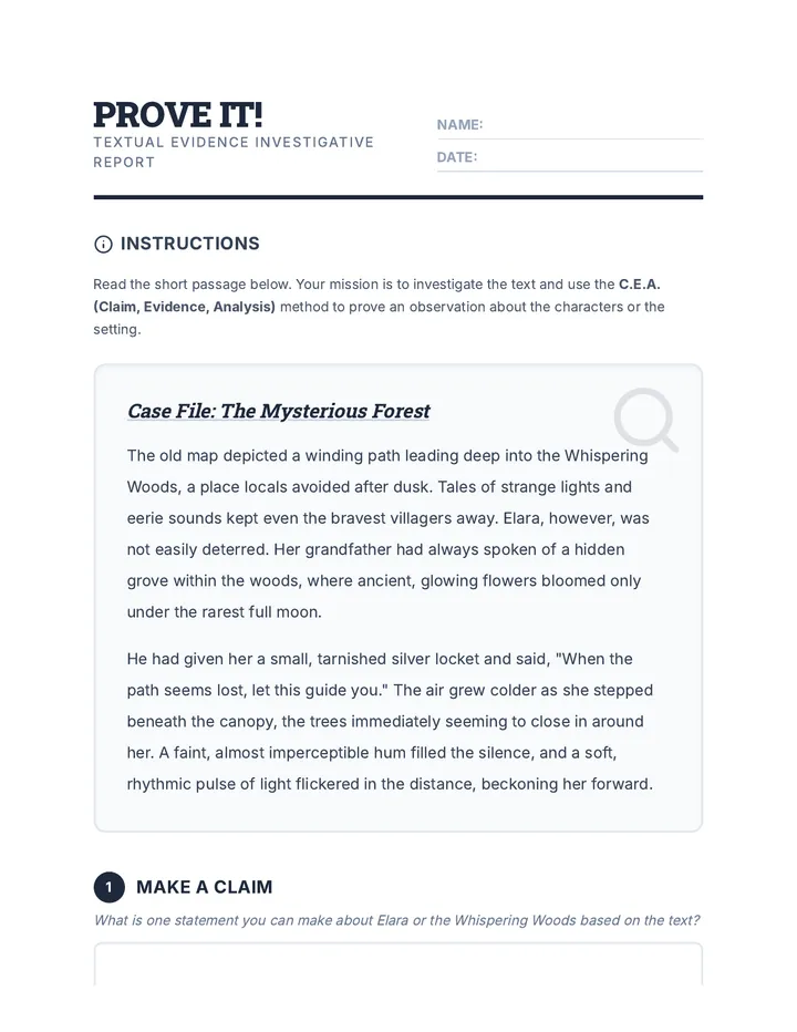 Evidence Integration Worksheet