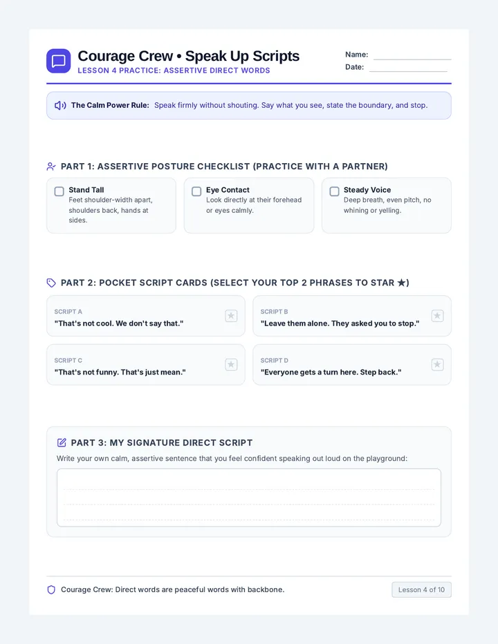 Speak Up Script Cards