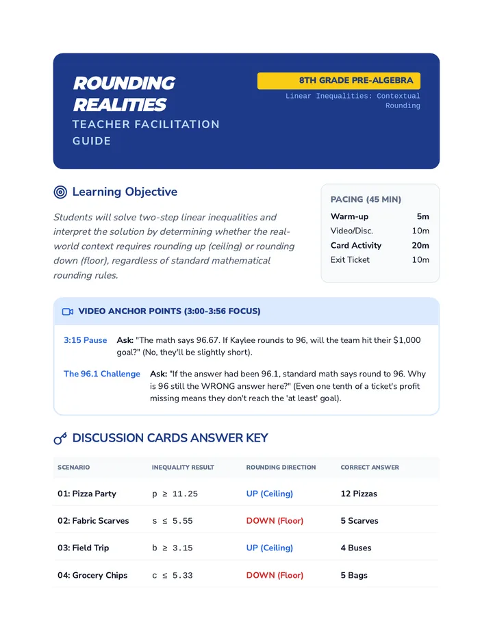Rounding Realities Teacher Guide
