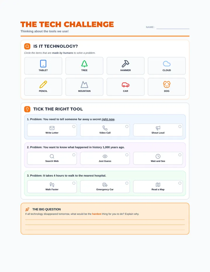 Tech Helpers Worksheet