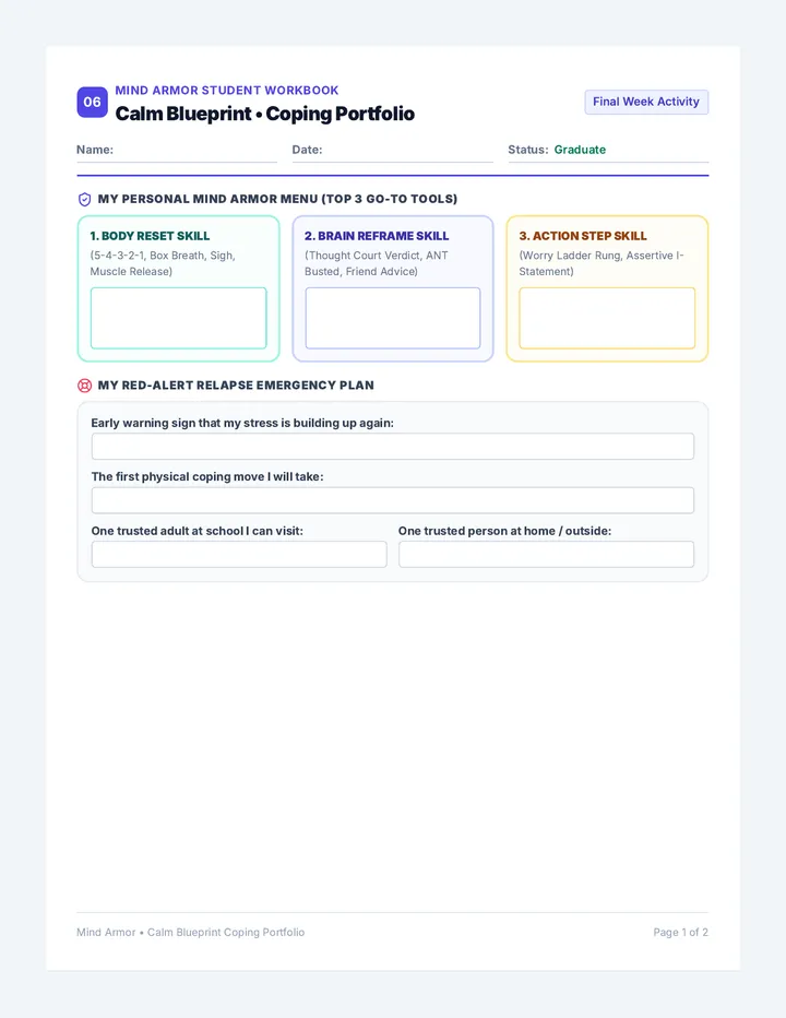 Calm Blueprint Portfolio Worksheet
