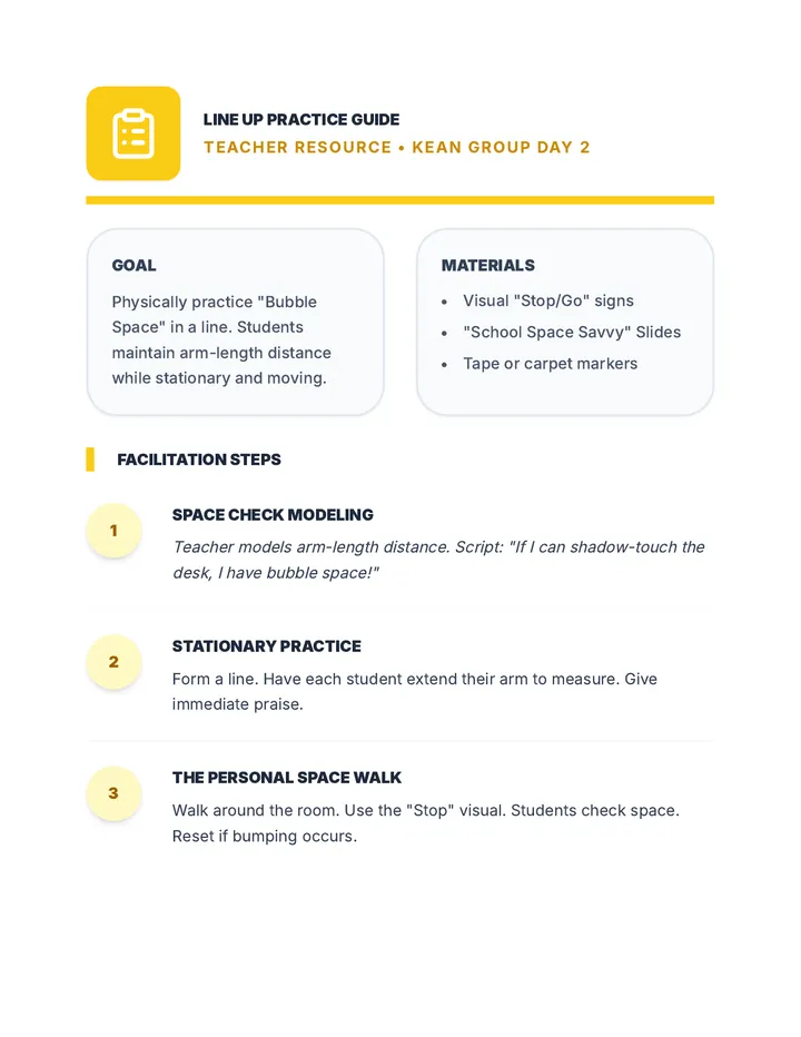 Line Up Practice Teacher Guide