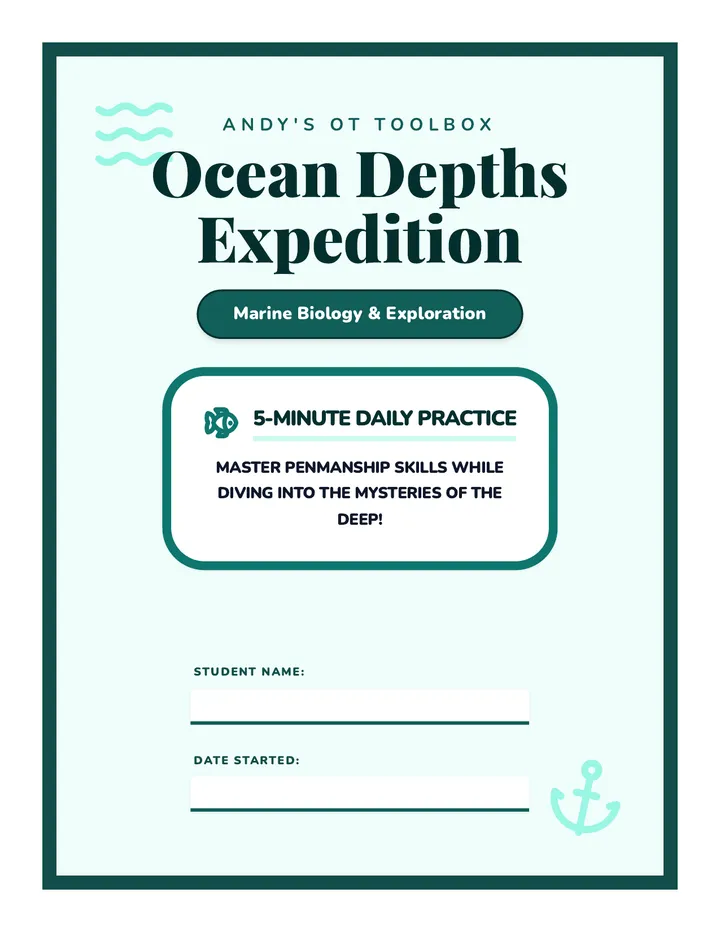 Ocean Depths Handwriting 30 Day Worksheet