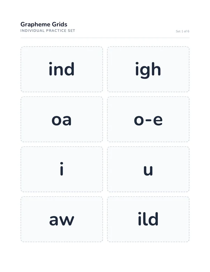 Grapheme Grids Flashcards