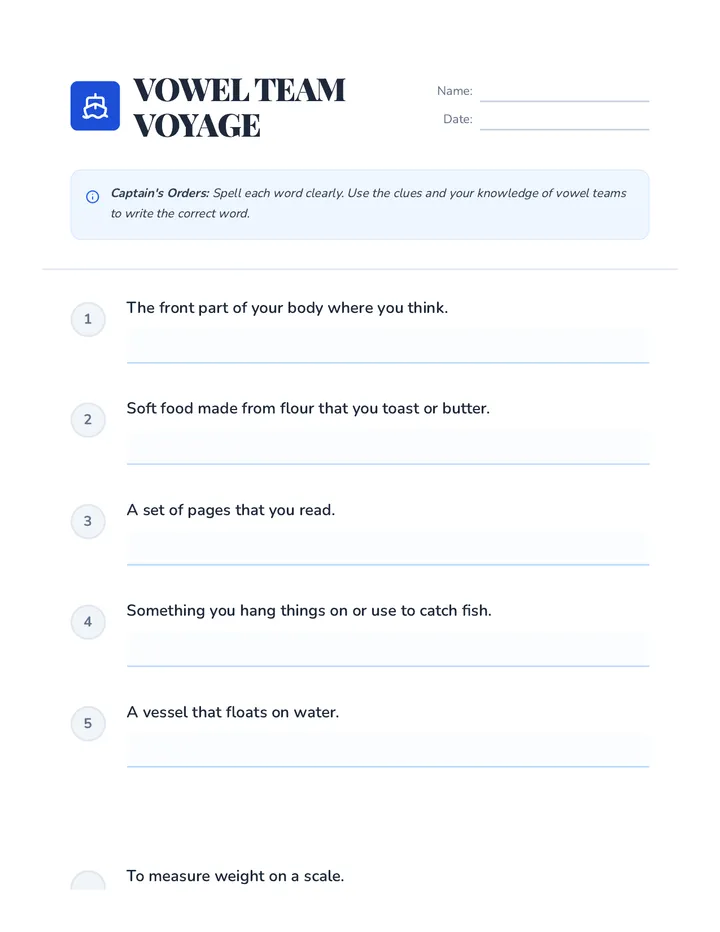 Vowel Team Voyage Assessment