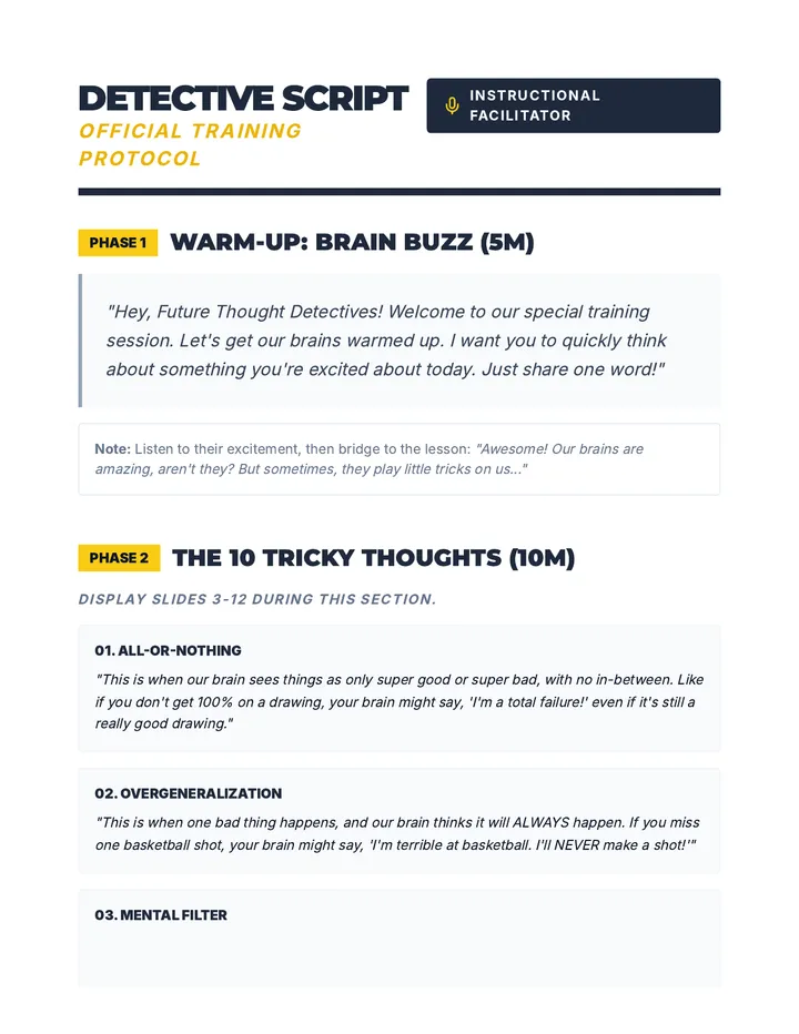 Thought Detectives Teacher Script