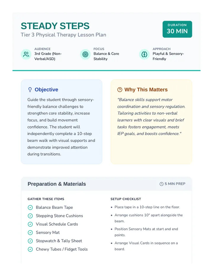 Steady Steps Lesson Plan