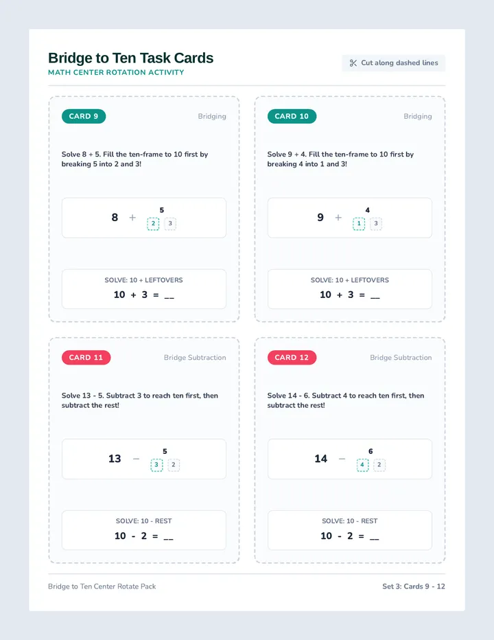 Bridge to Ten Task Cards