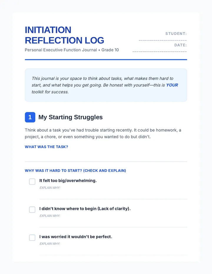 Initiation Reflection Log Journal