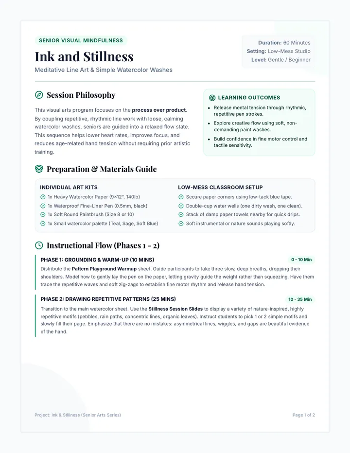 Ink and Stillness Lesson Plan