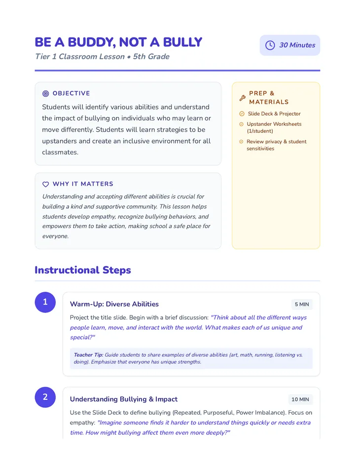 Be a Buddy Lesson Plan