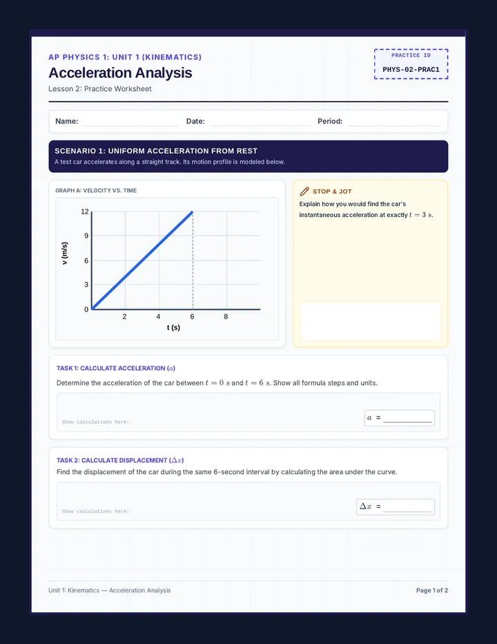 Acceleration Analysis Worksheet