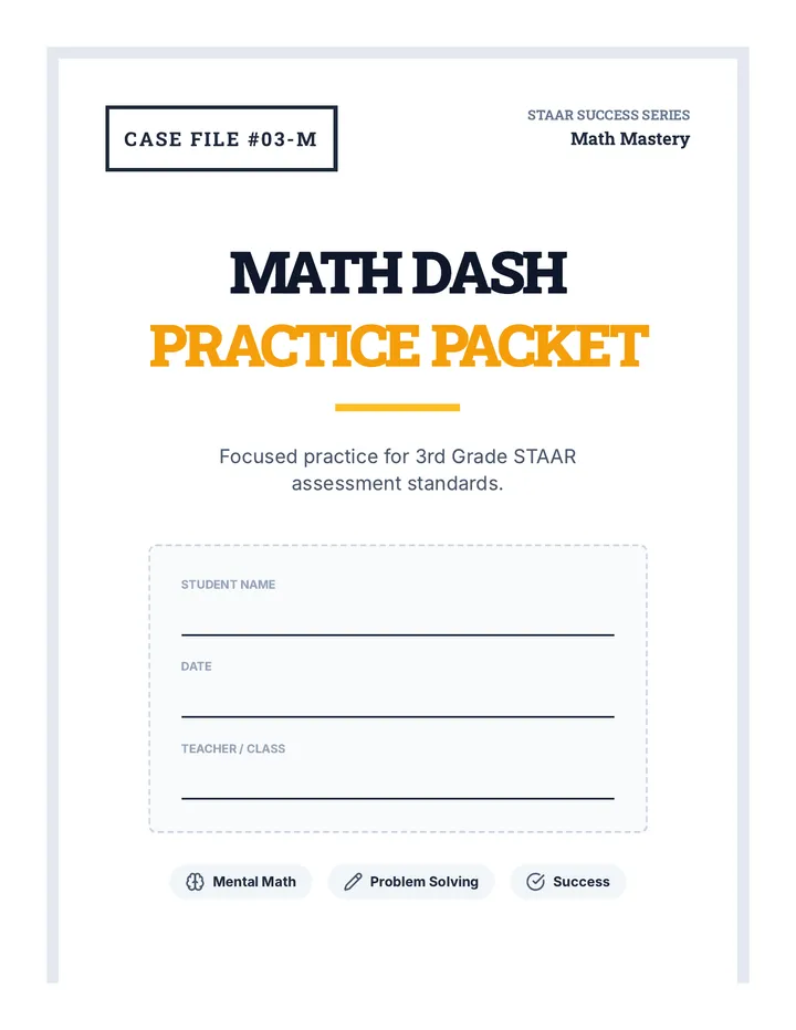Math Dash Practice Packet